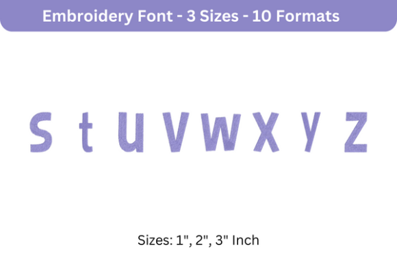 Bimbo Font Lowercase S to Z for Seasonal Embroidery